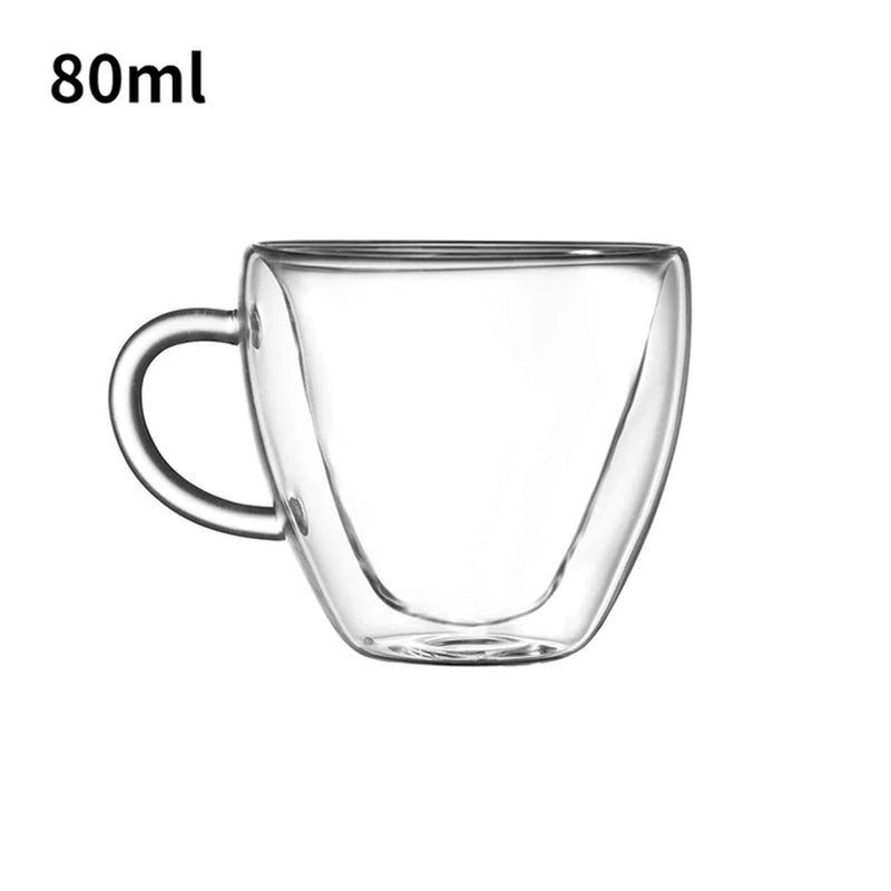 Double Wall Mug for Tea Heart Love Shaped Cup Glass Champagne Wine Milk Juice Espresso Coffee Drinkware Bar Drinking Utensils